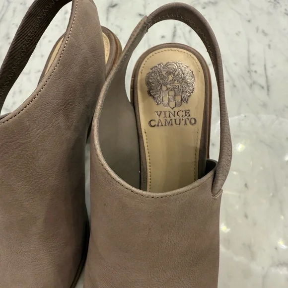 NWT Vince Camuto Suede Taupe Women's Heels Wedges Sandals Size 8 - Picture 4 of 6